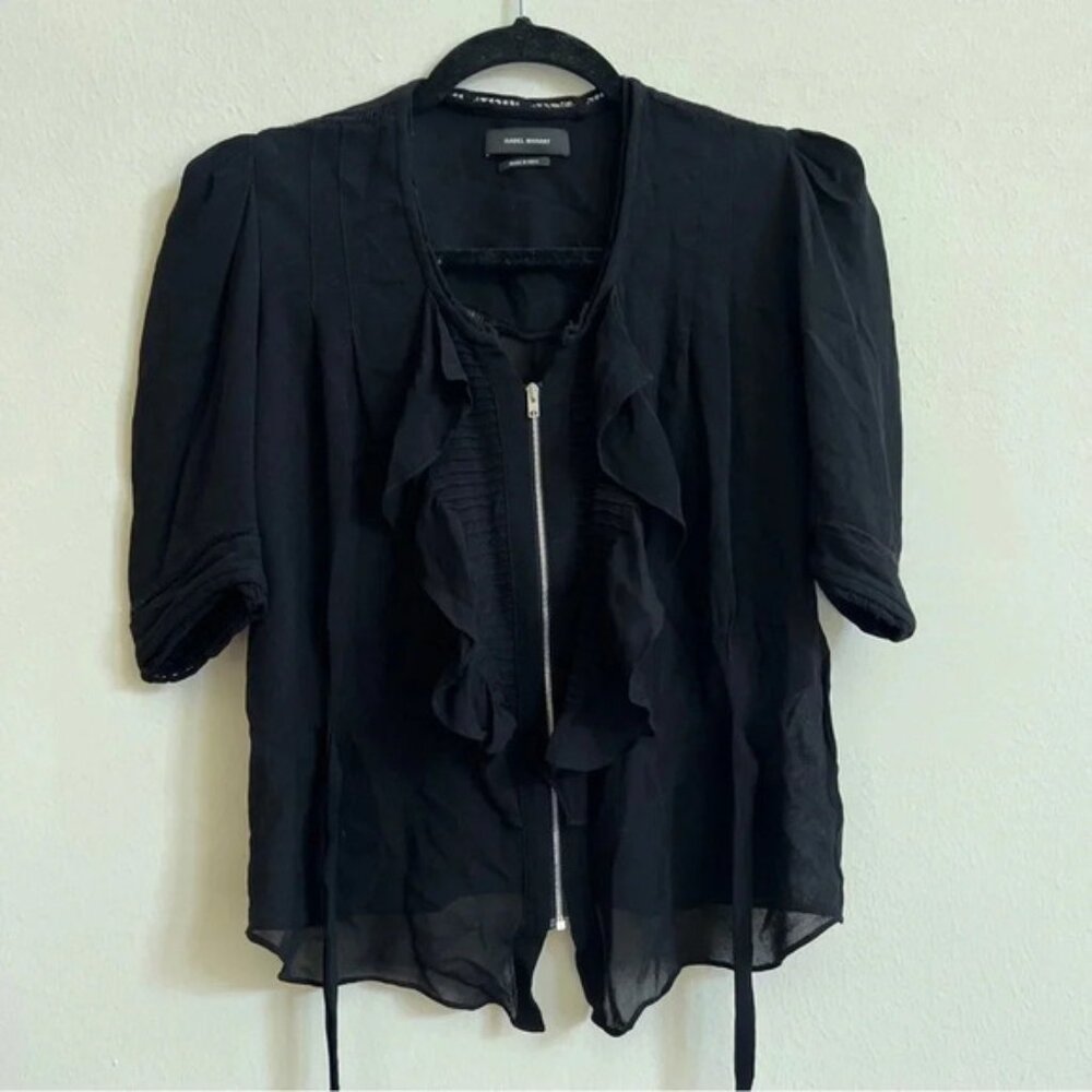 [EUC] Isabel Marant Qing Silk Blouse Size 36 Black